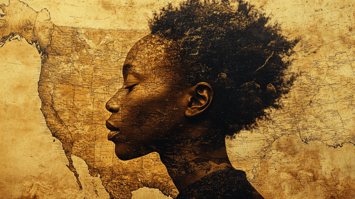 Artistic image of the side profile of a Black person.